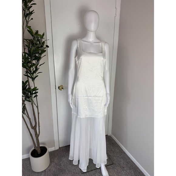 Commense White Maxi Dress Sheer Overlay Sleeveless Party Cocktail Dress‎ Size M - Picture 5 of 13